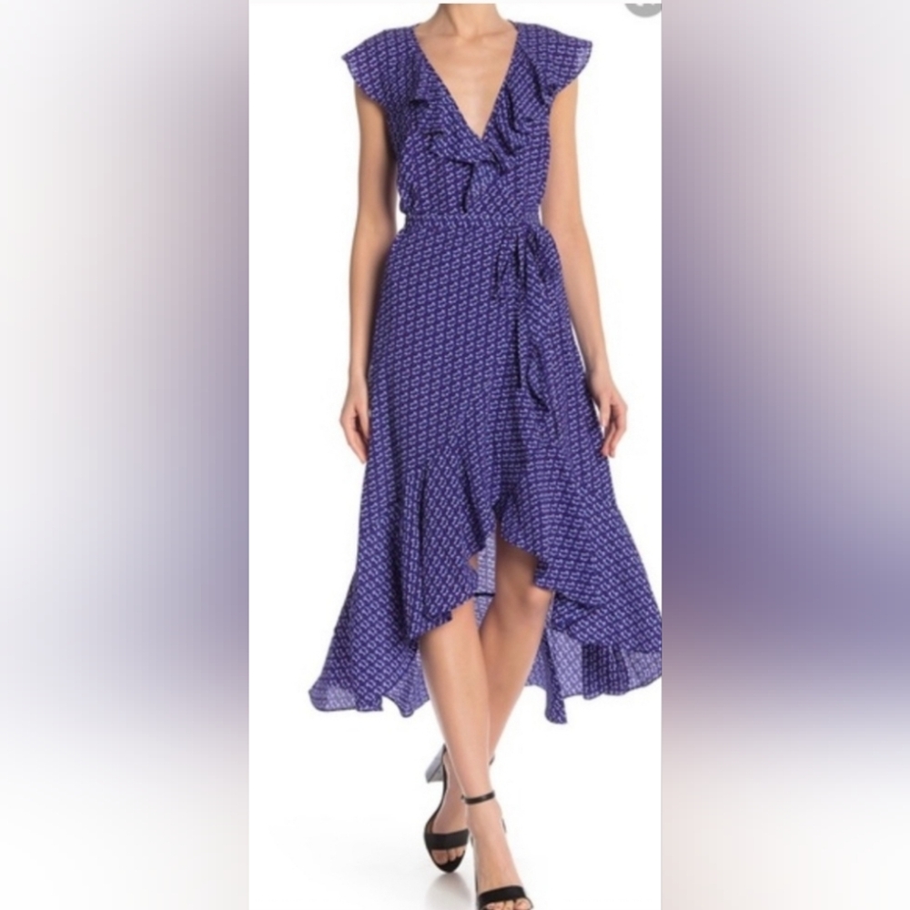 Max Studio Women's Patterned Ruffle Wrap Dress - image 1